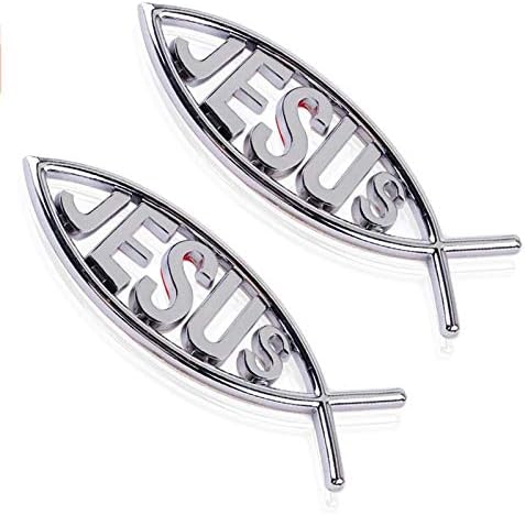 Jesus Fish Chrome Decals, 2 Pack